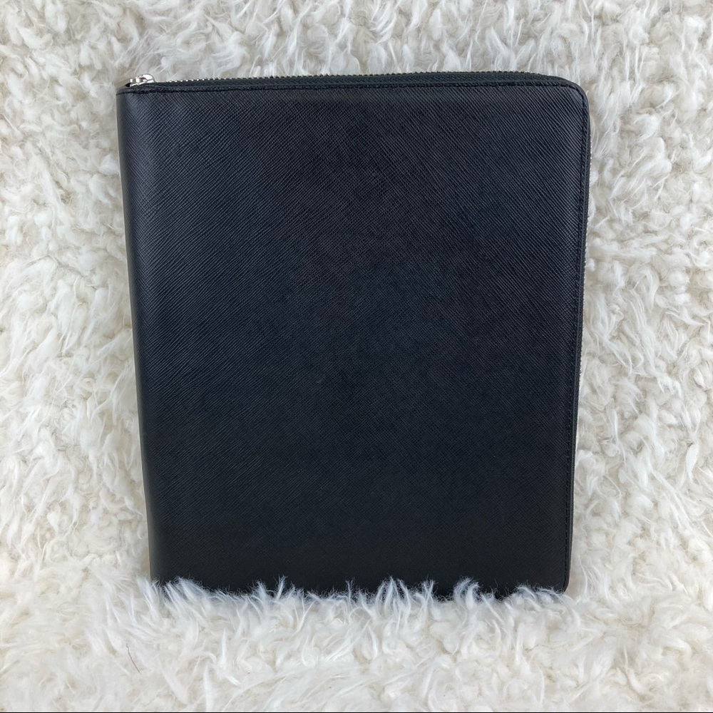Fossil Leather Zip Tech Easel Tablet Organizer Case Black NWT